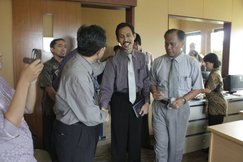 Dekan Fakultas Dakwah dan Komuniasi menyertai kunjungan Rektor UIN Alauddin ke Studio Syiar FM